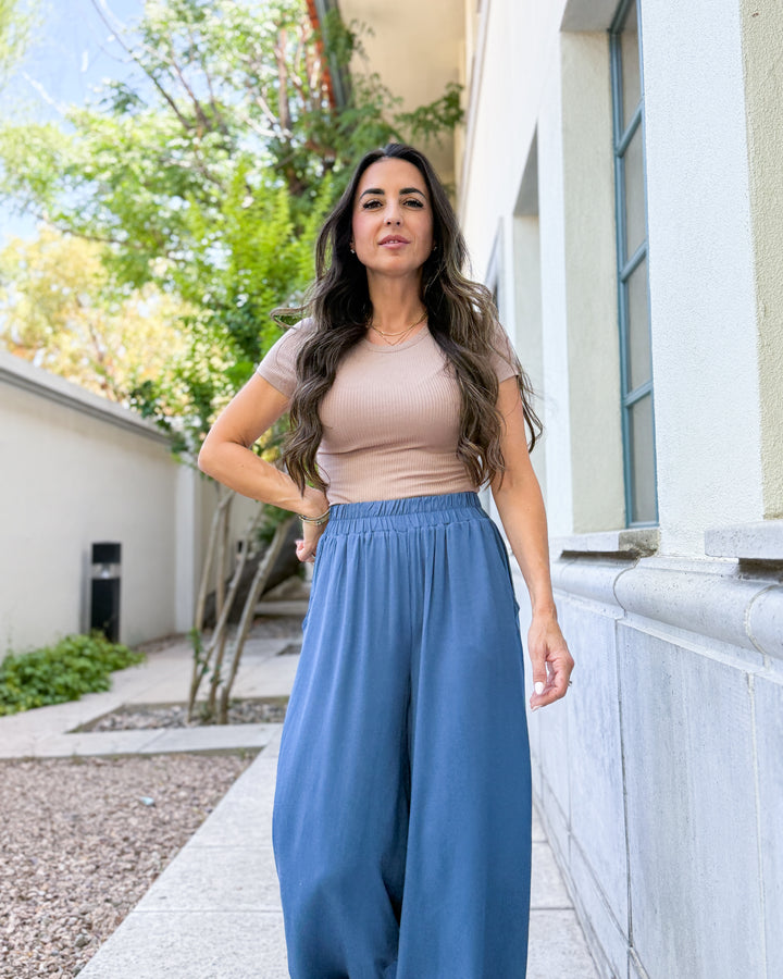 The Maddie Ribbed Tee - Khaki
