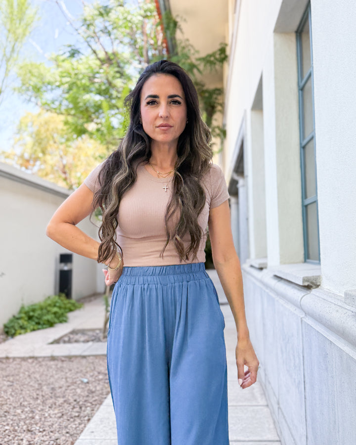 The Maddie Ribbed Tee - Khaki
