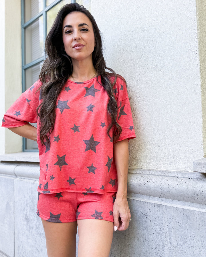 The Super Star Lounge Pajama Top - Red