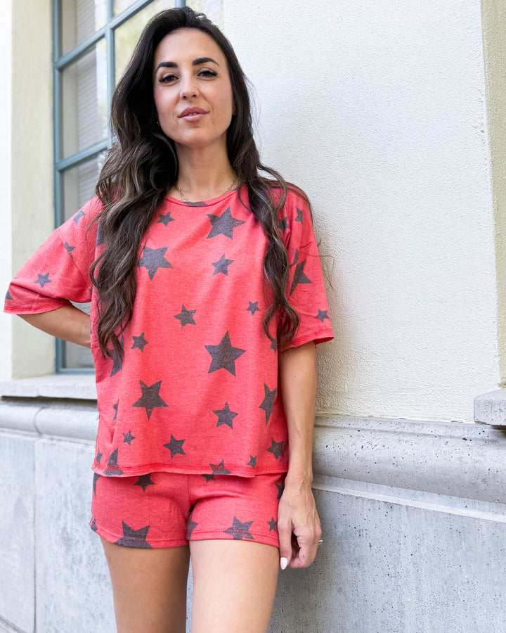 The Super Star Lounge Pajama Shorts - Red