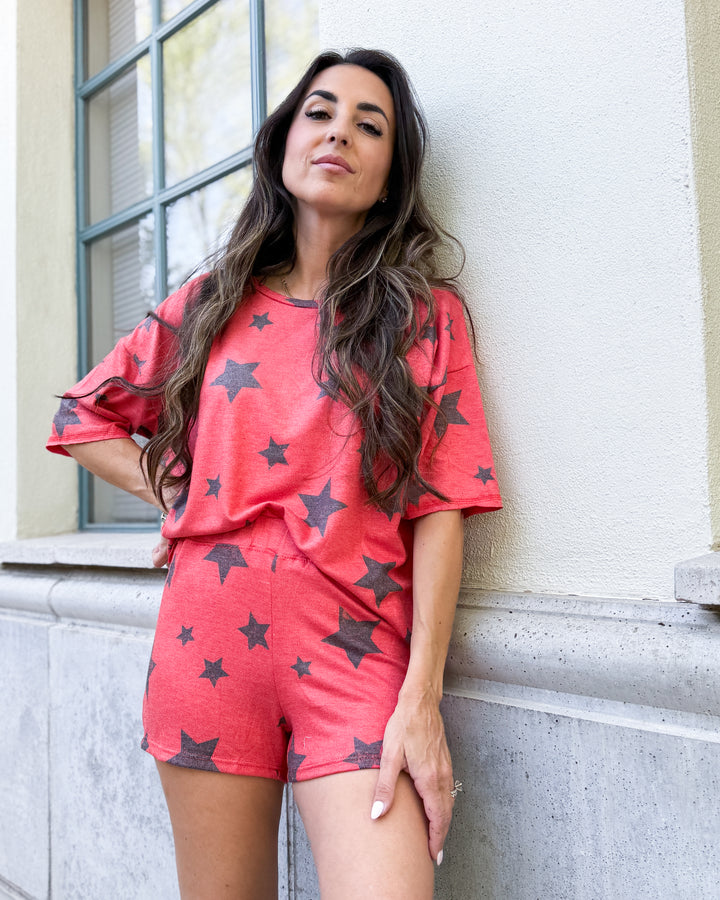 The Super Star Lounge Pajama Shorts - Red