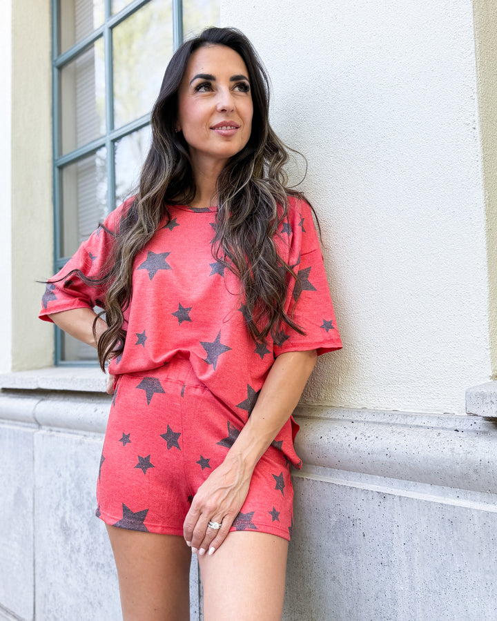 The Super Star Lounge Pajama Top - Red