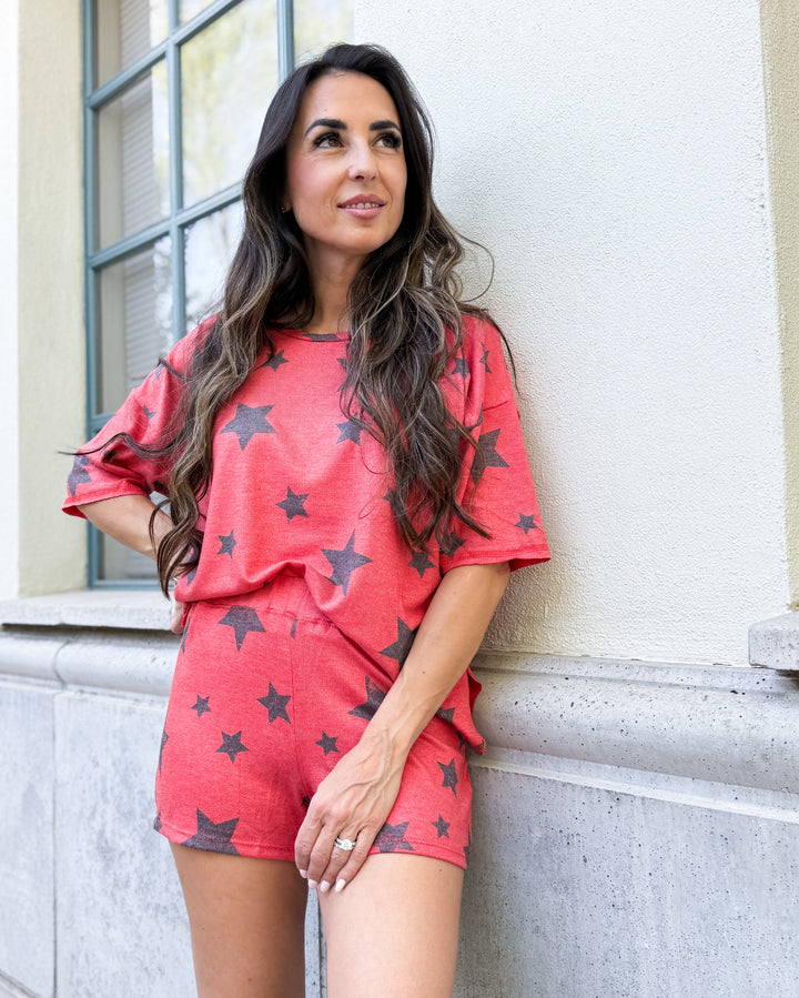 The Super Star Lounge Pajama Shorts - Red