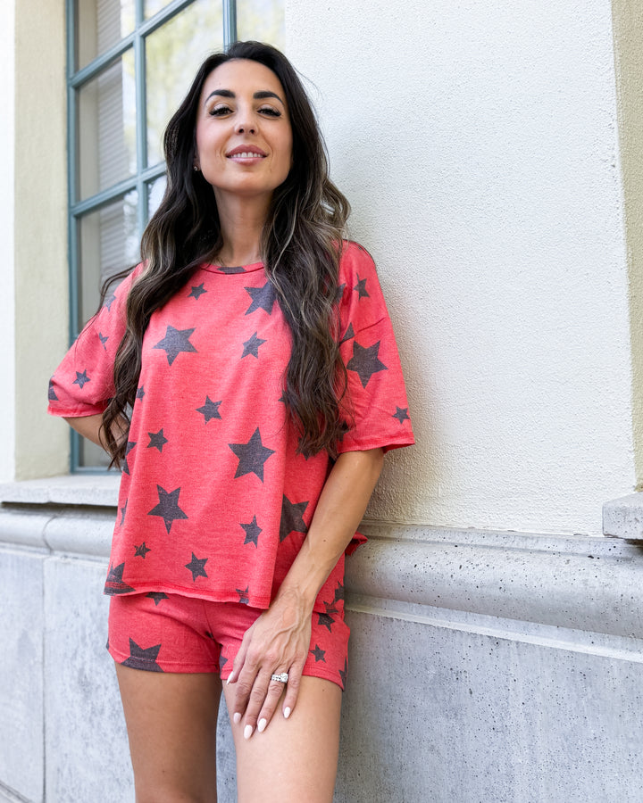 The Super Star Lounge Pajama Shorts - Red