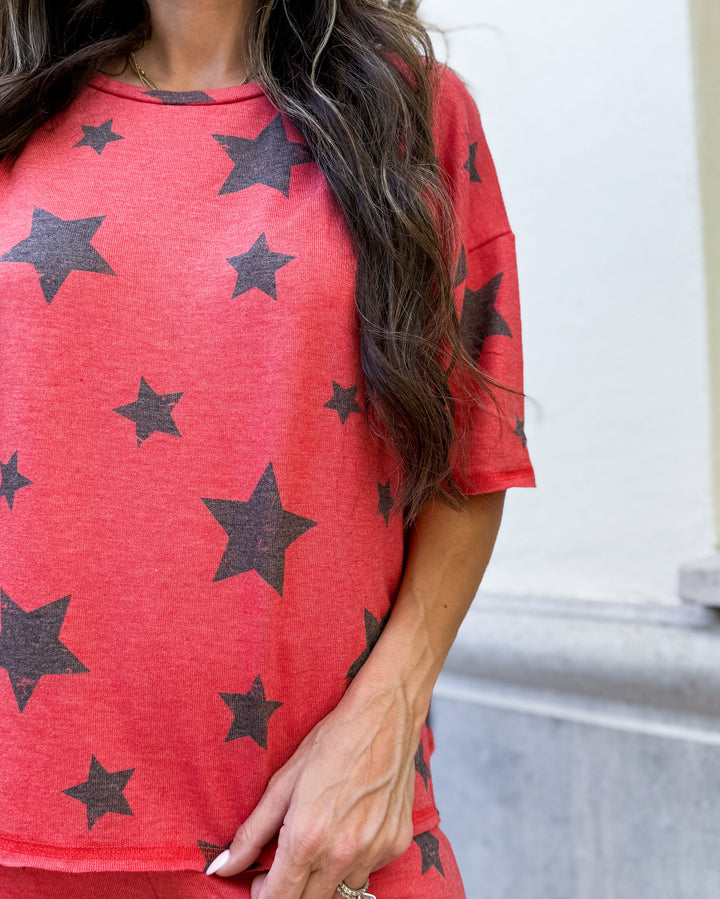 The Super Star Lounge Pajama Top - Red