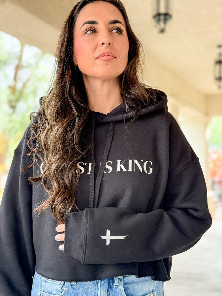 Christ is King Cropped Sweatshirt - Black