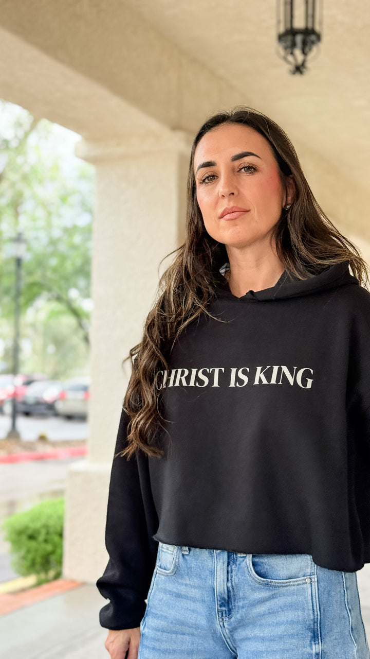 Christ is King Cropped Sweatshirt - Black