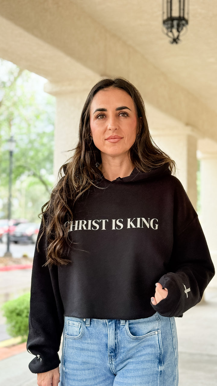 Christ is King Cropped Sweatshirt - Black
