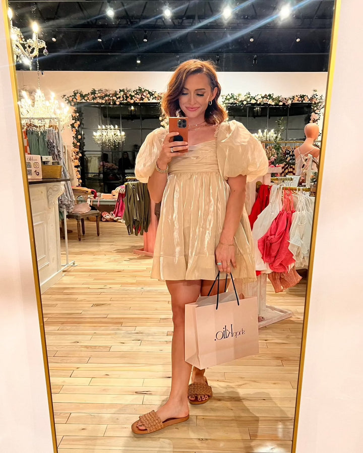 Organza Puff Sleeve Babydoll Dress by Mable