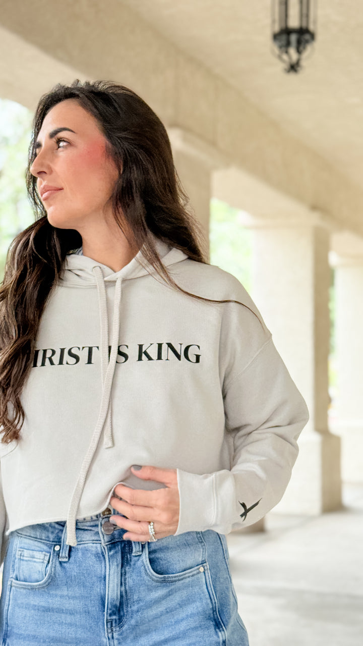 Christ is King Cropped Sweatshirt - Beige