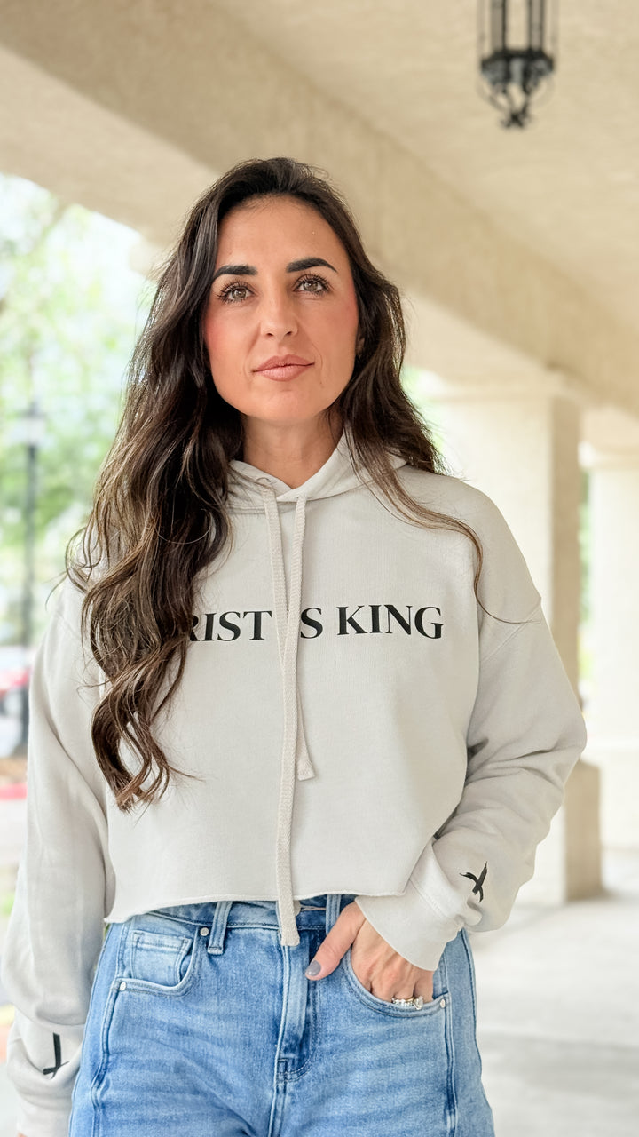 Christ is King Cropped Sweatshirt - Beige