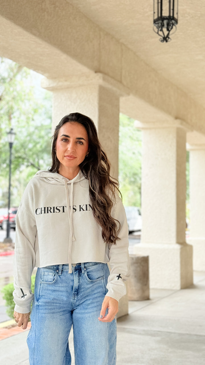 Christ is King Cropped Sweatshirt - Beige