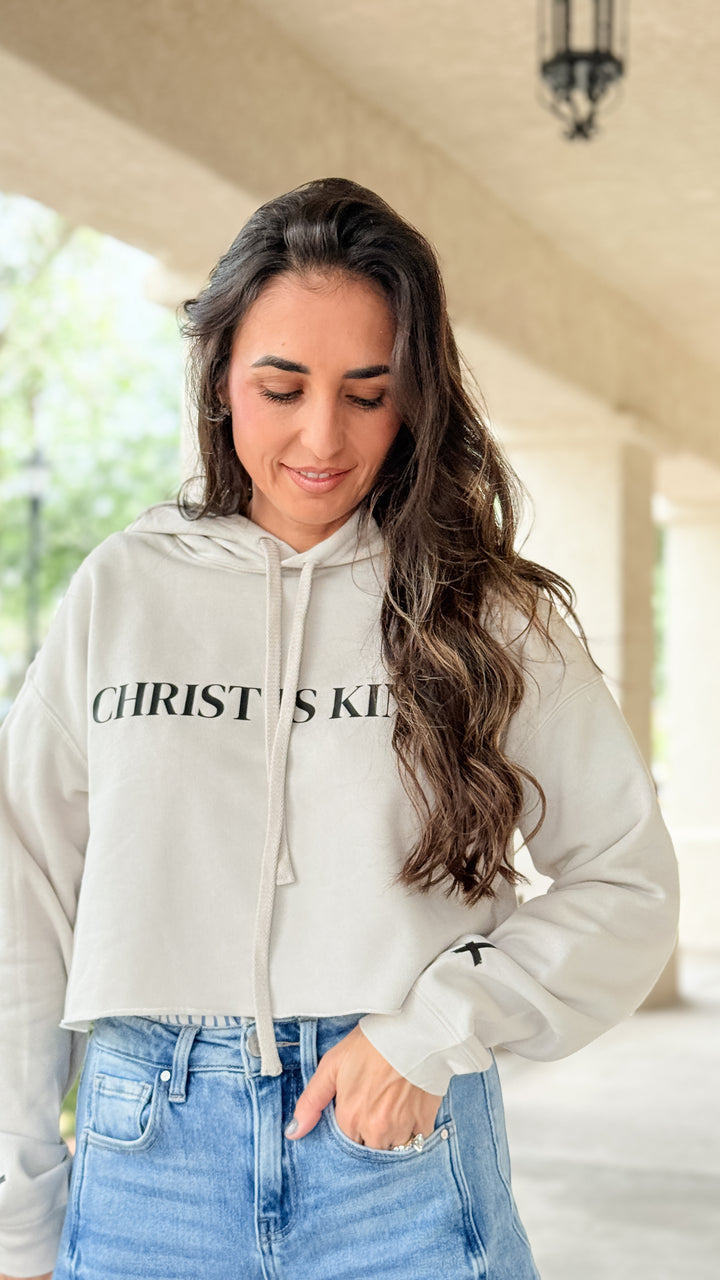Christ is King Cropped Sweatshirt - Beige