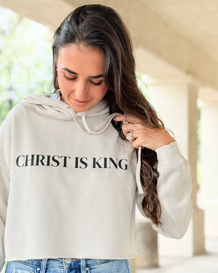 Christ is King Cropped Sweatshirt - Beige