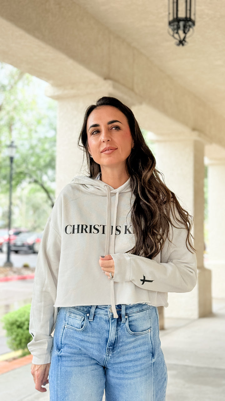 Christ is King Cropped Sweatshirt - Beige