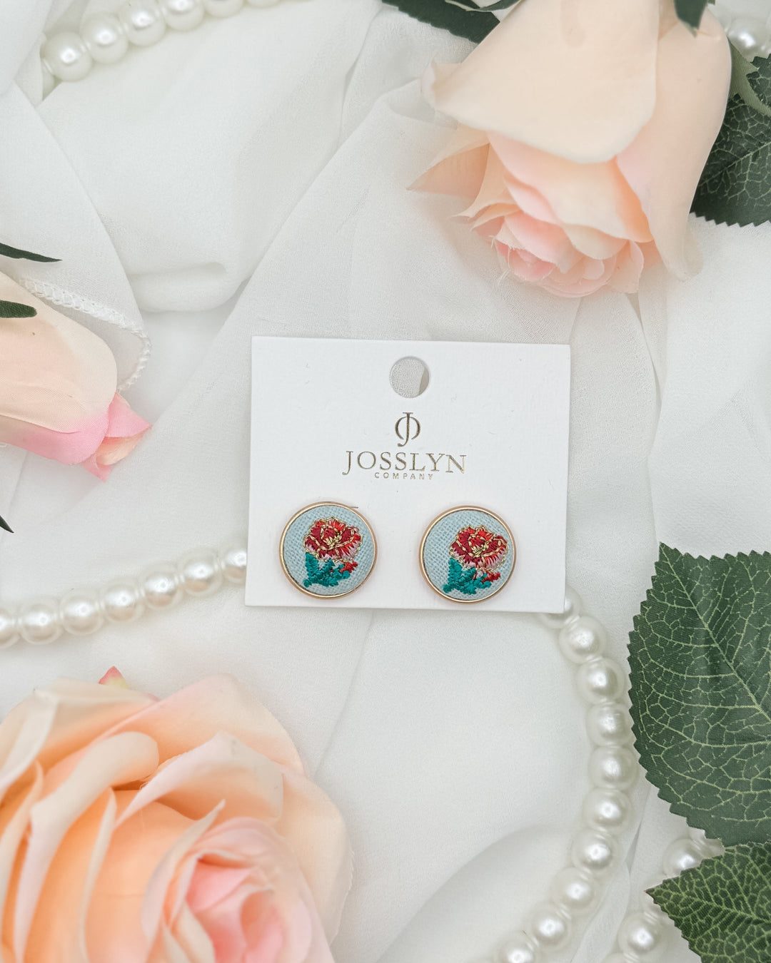 The Embroidered Floral Stud Earrings