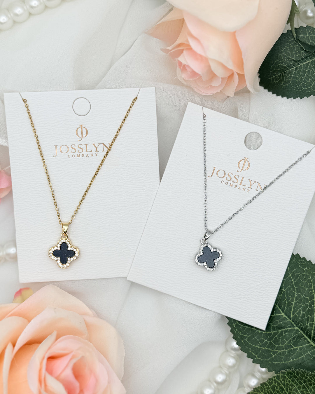 The Double-Sided Rhinestone Clover Necklace