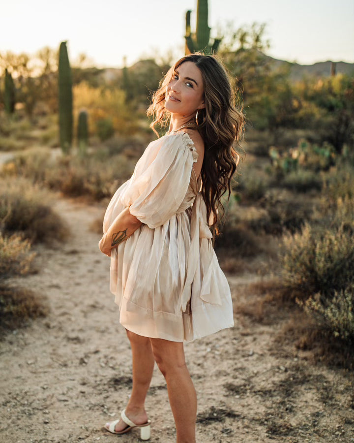 Organza Puff Sleeve Babydoll Dress by Mable