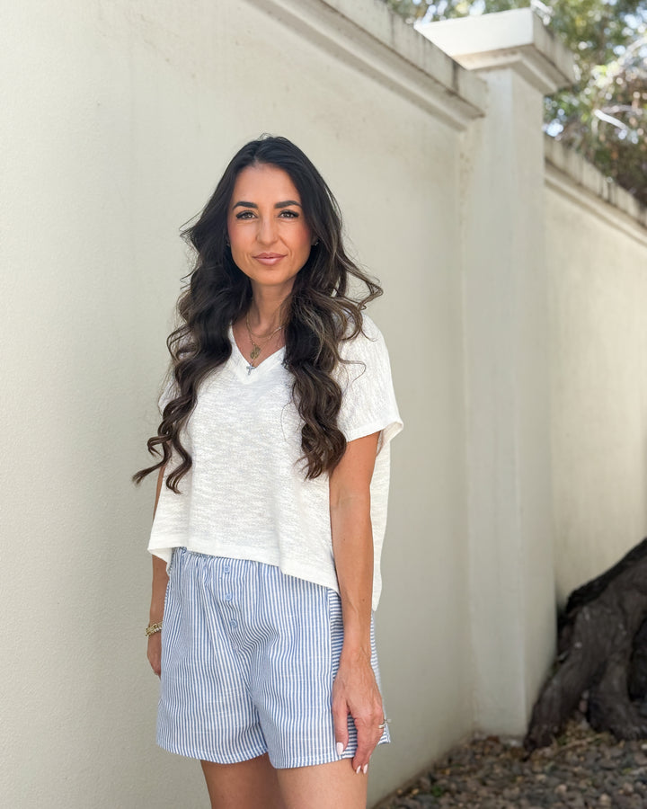 The Leni Striped Shorts - Blue
