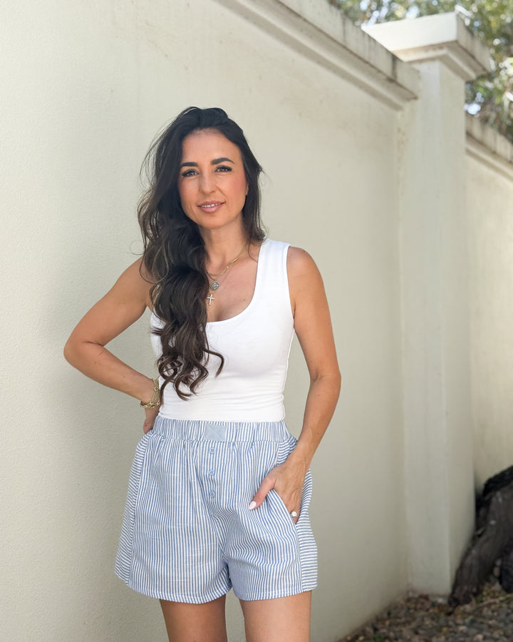 The Leni Striped Shorts - Blue