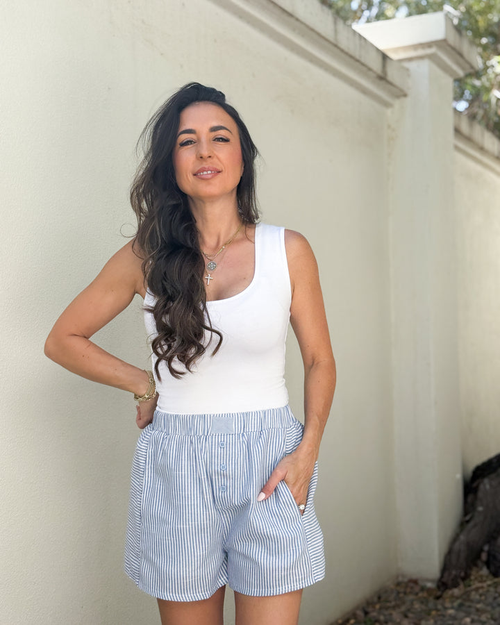 The Leni Striped Shorts - Blue