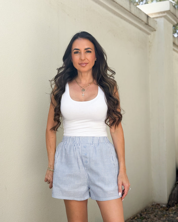 The Leni Striped Shorts - Blue