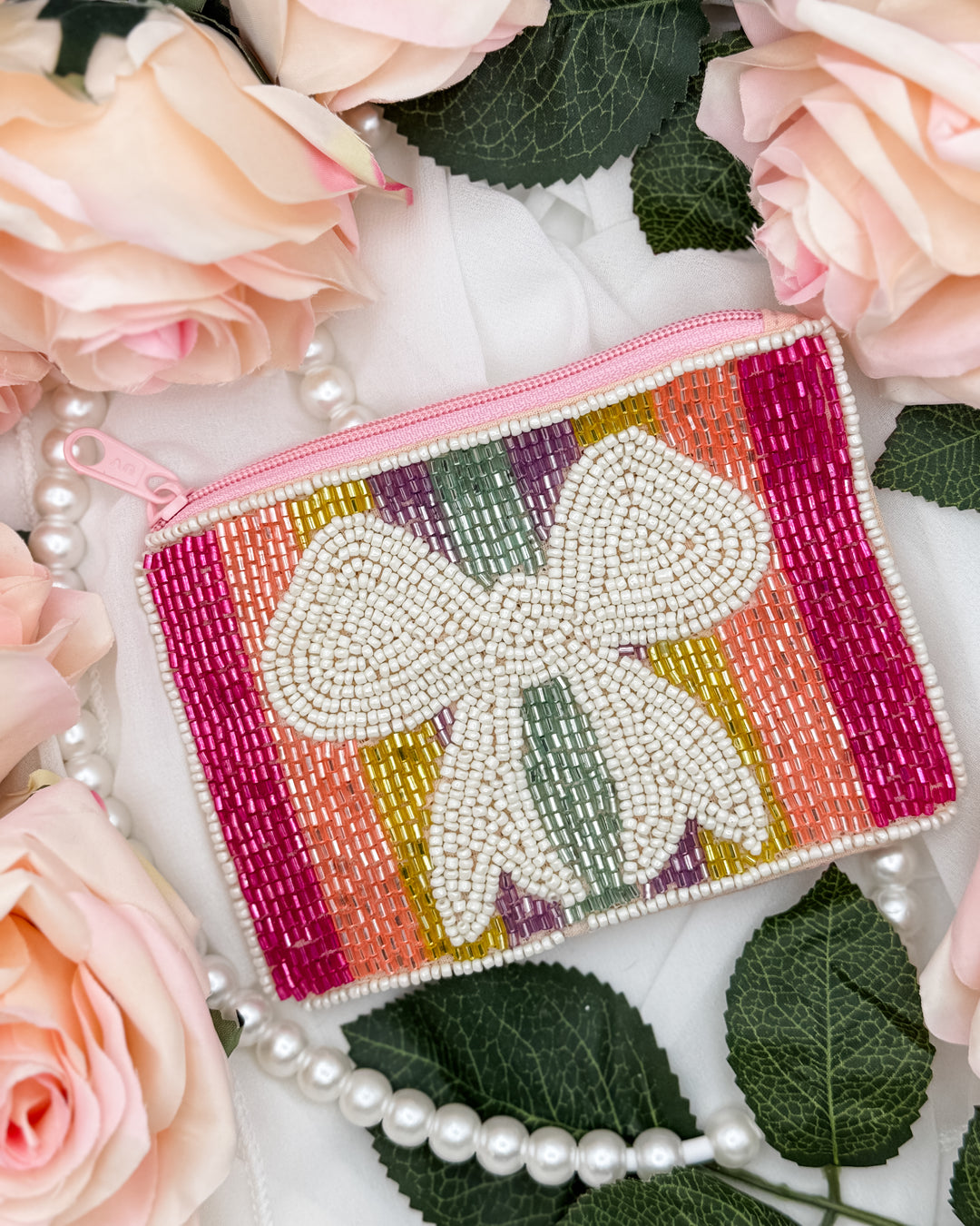 The Rainbow Bow Beaded Coin Pouch