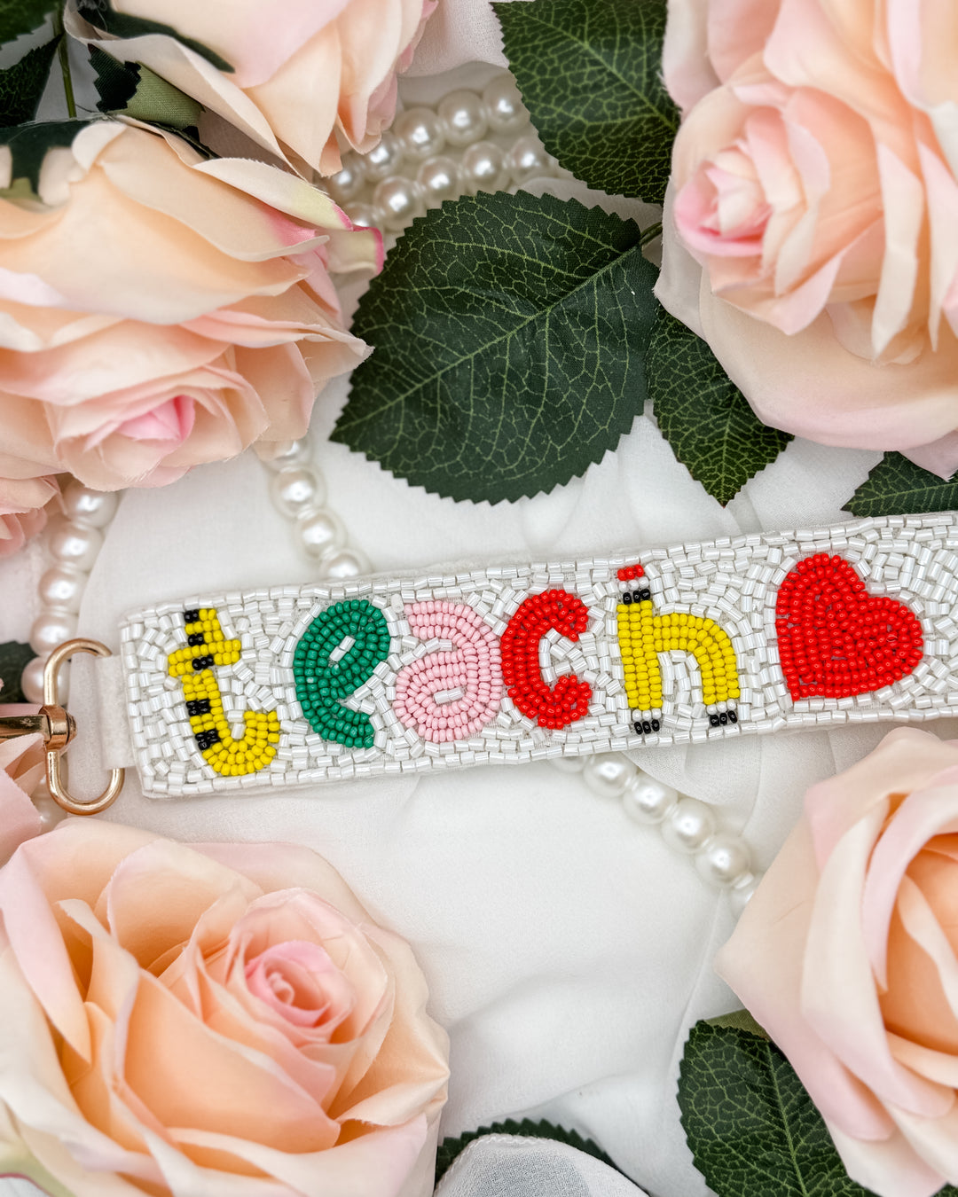 The Teach Beaded Keychain