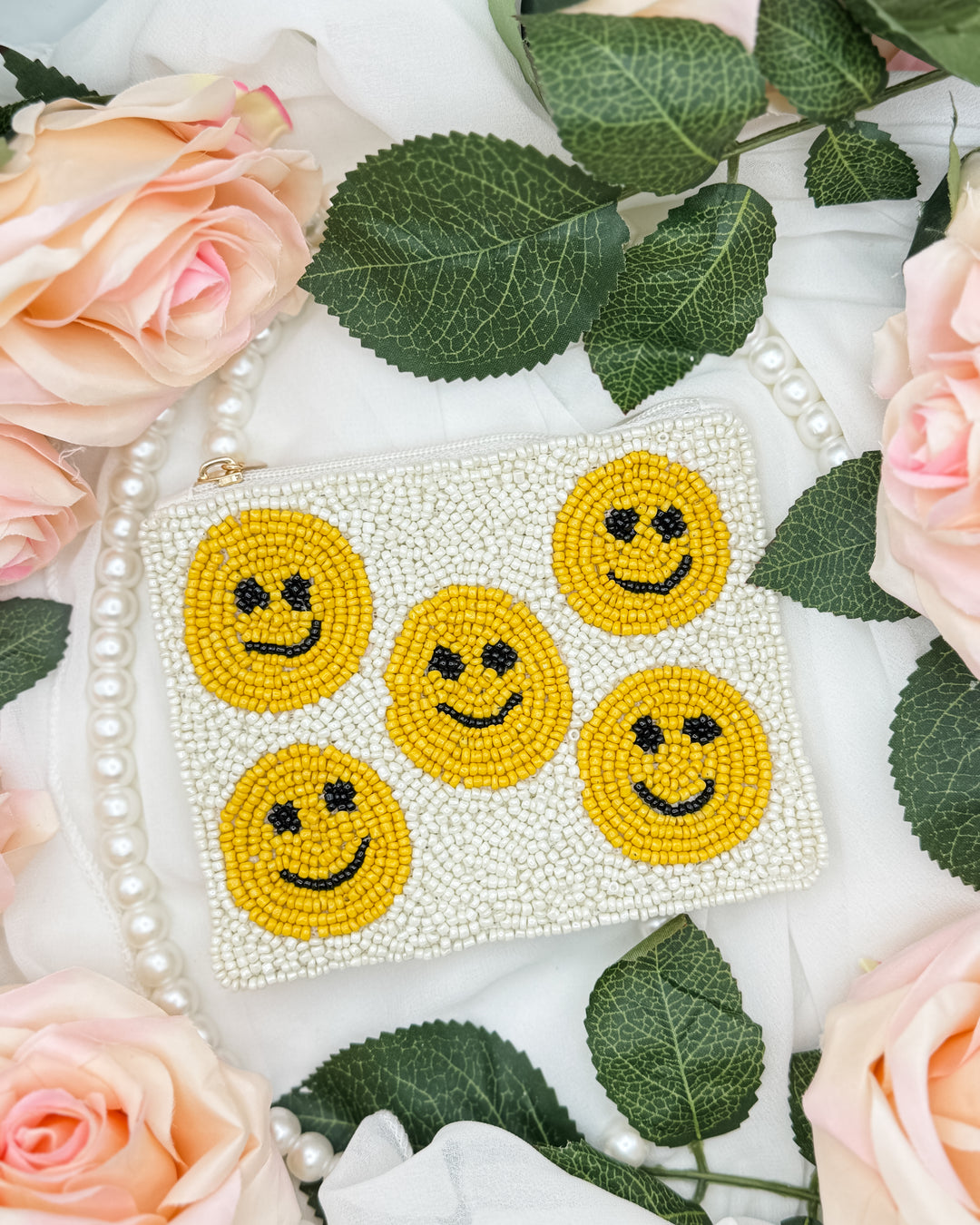 The Mini Smiley Face Beaded Coin Purse