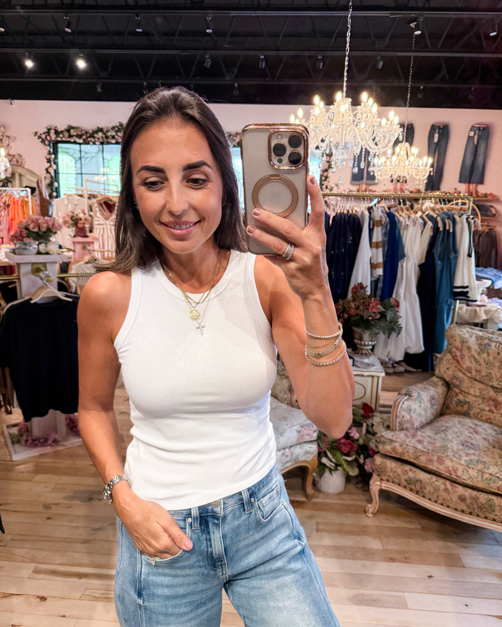 The Talia Ribbed Tank - White