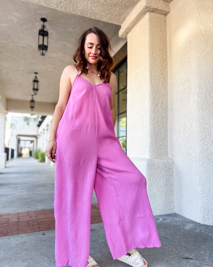 The Calista Pleated Jumpsuit – Pink