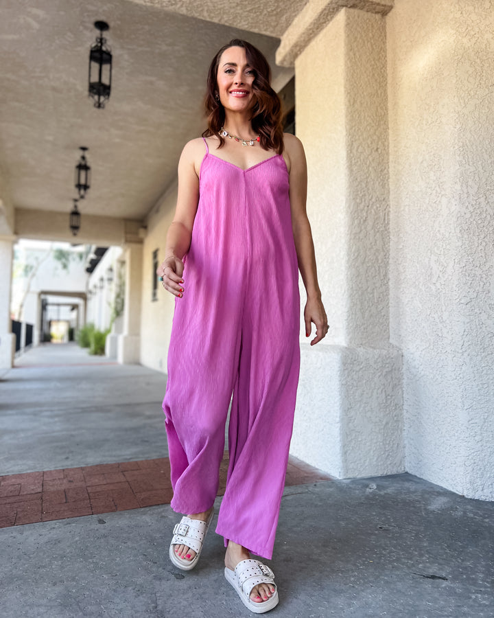 The Calista Pleated Jumpsuit – Pink