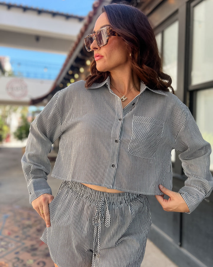 The Dahlia Button Down Top - Black