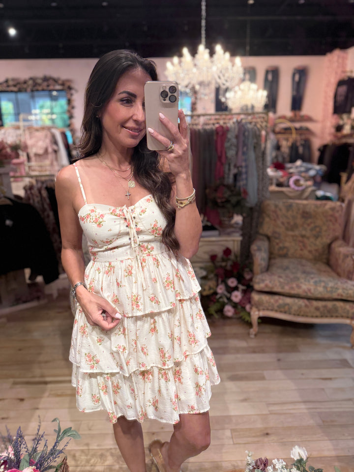 The Sofia Floral Tiered Corset Mini Dress