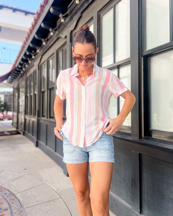 The Elizabeth Striped Top - Pink