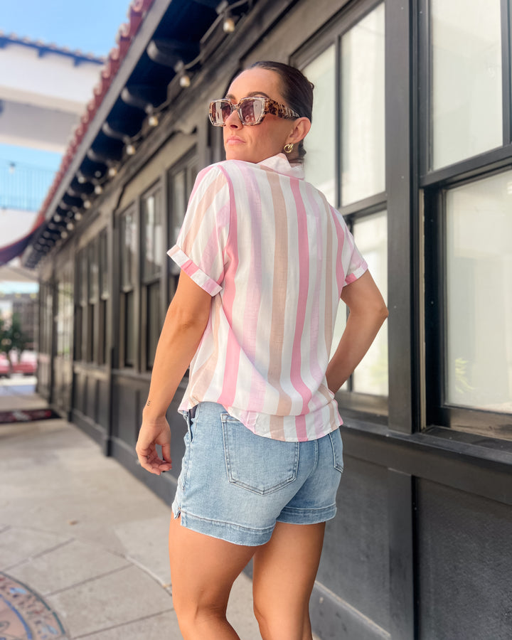 The Elizabeth Striped Top - Pink