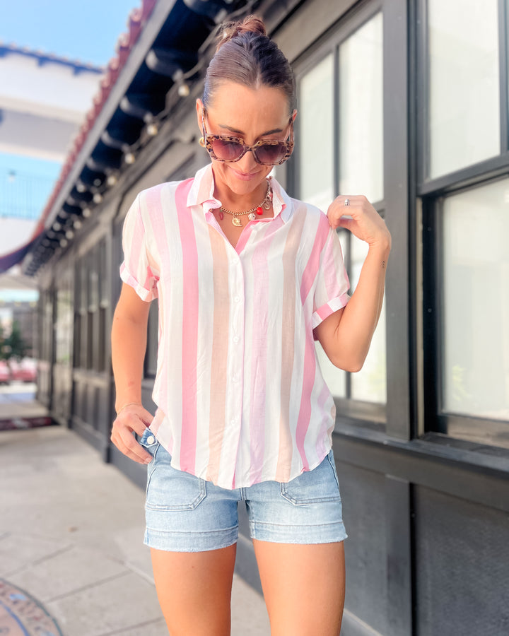 The Elizabeth Striped Top - Pink