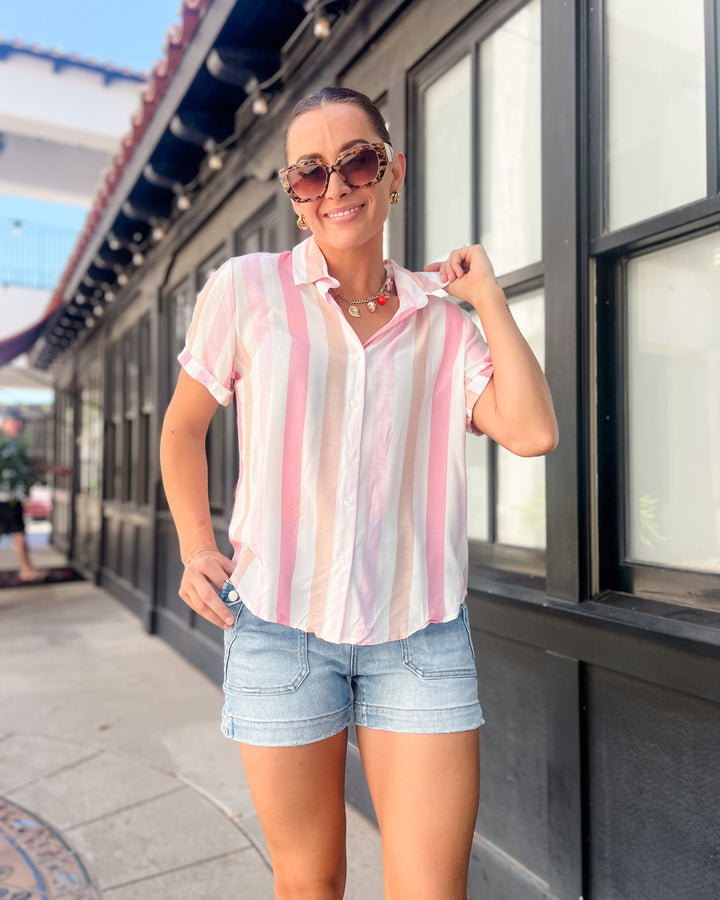 The Elizabeth Striped Top - Pink