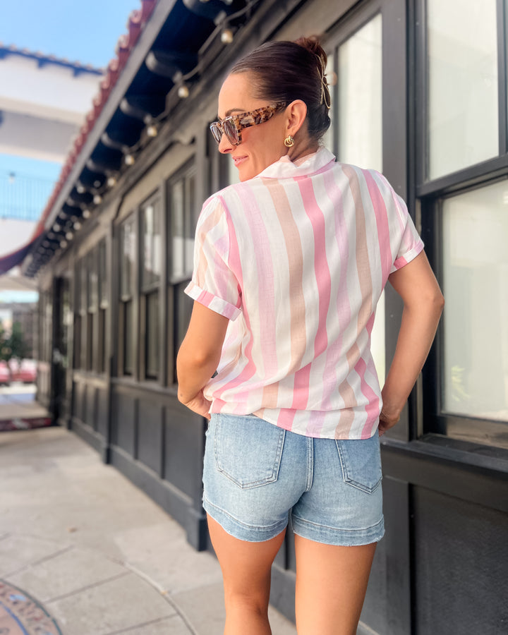 The Elizabeth Striped Top - Pink