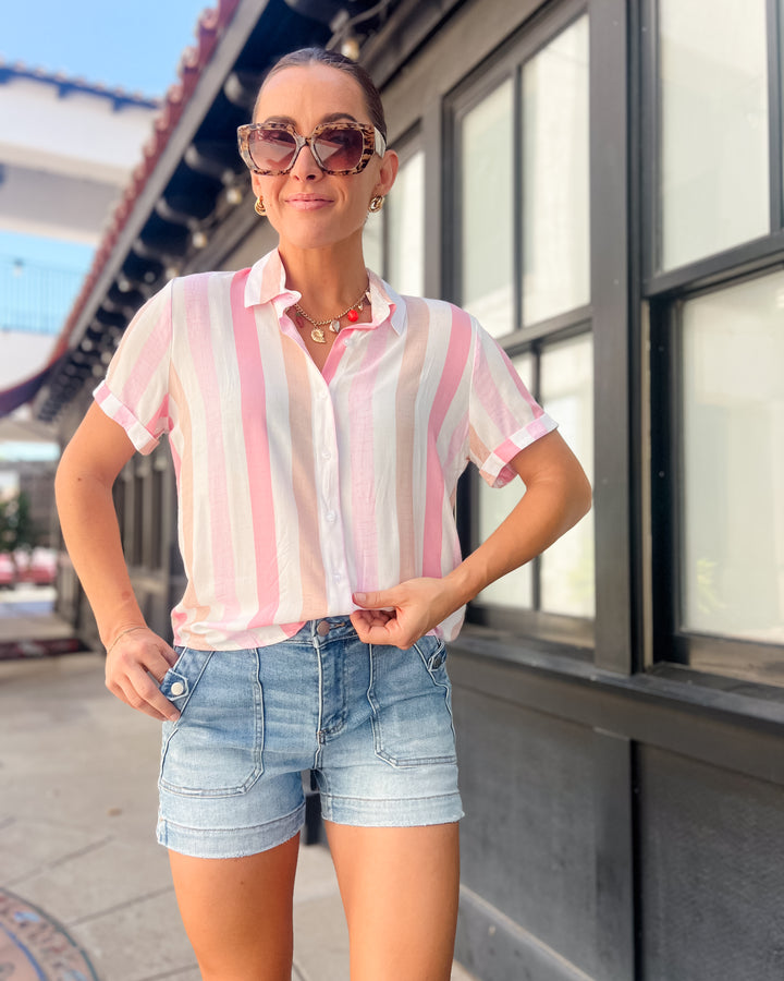 The Elizabeth Striped Top - Pink
