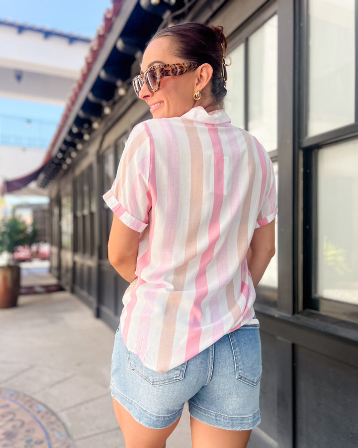 The Elizabeth Striped Top - Pink