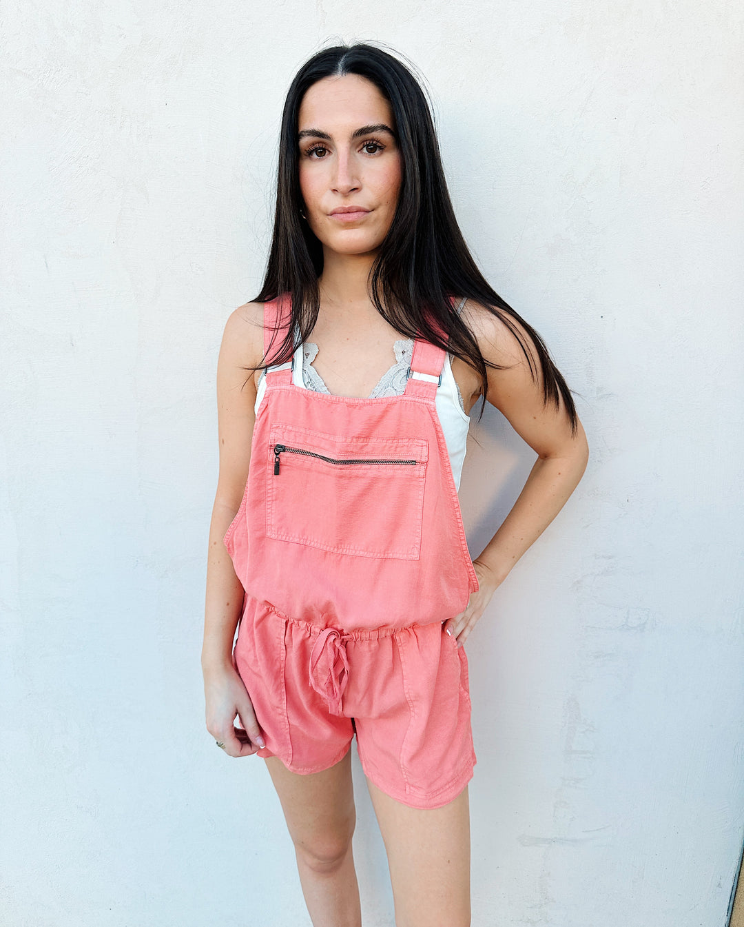 The Darcey Pinstrip Overall Shorts