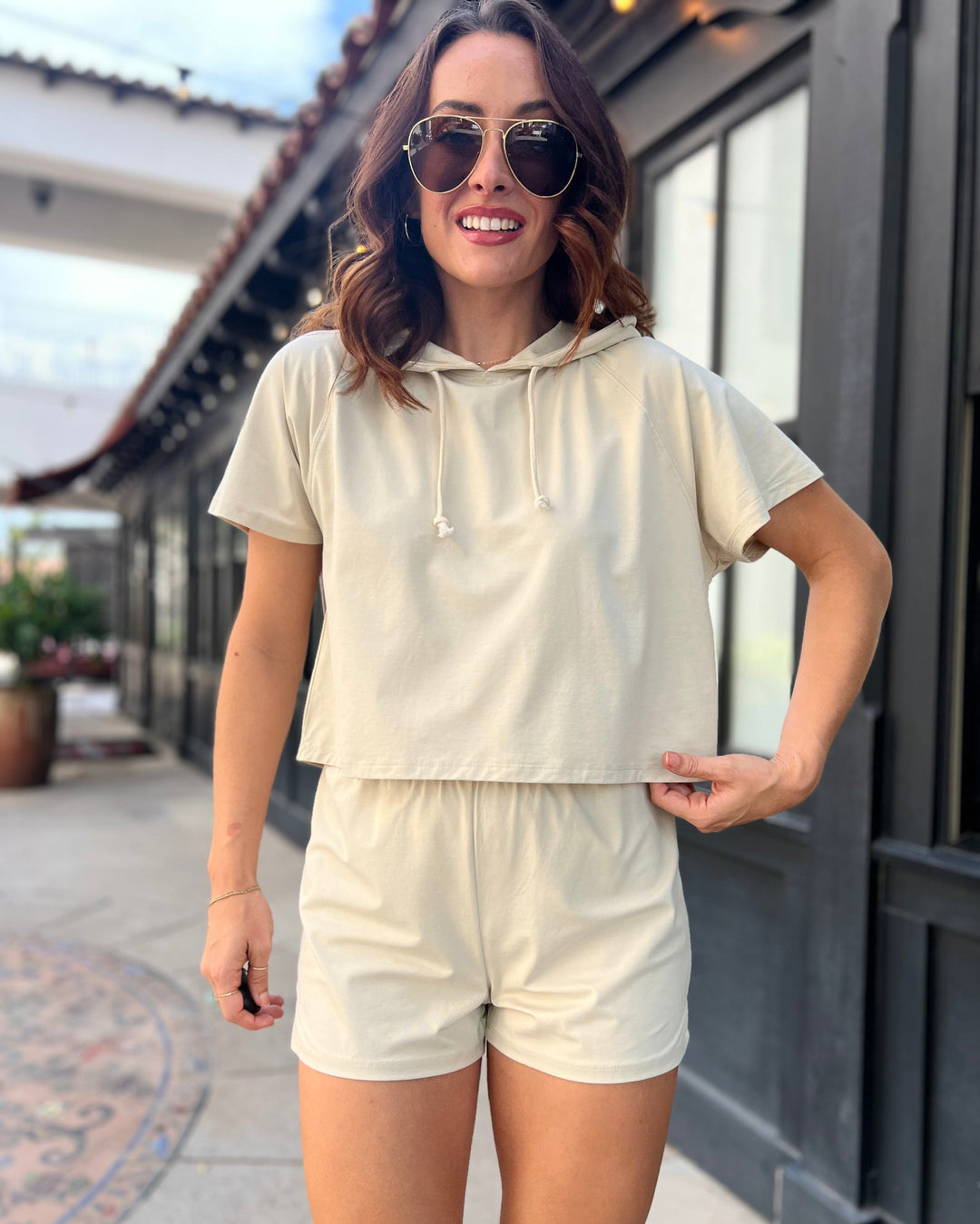 Brooke Raglan Hooded Tee - Oat Milk