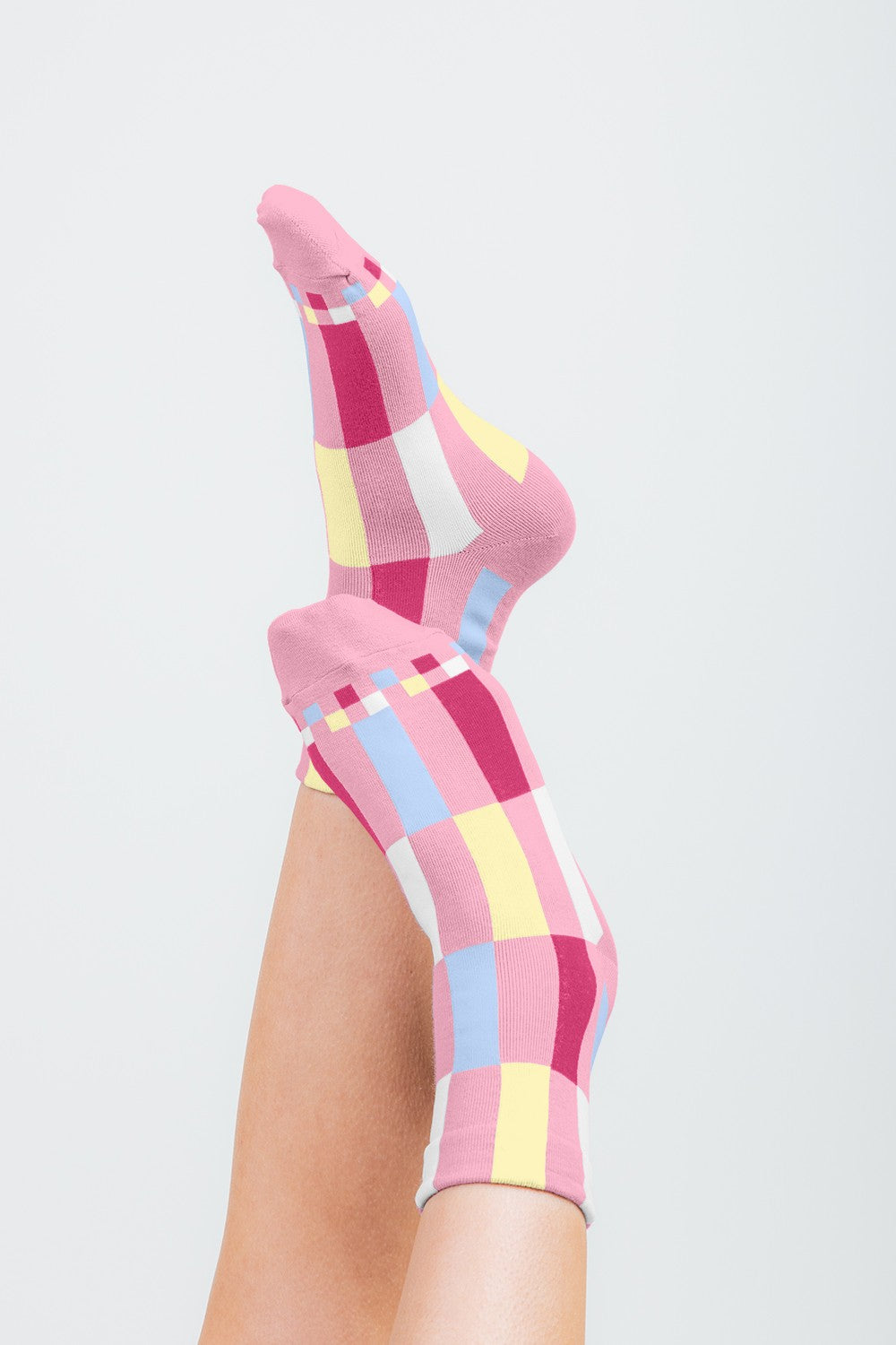 The Color Block Quarter Socks - Pink