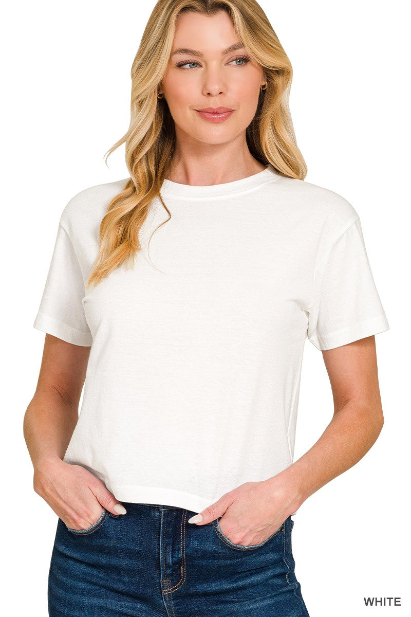 The Frankie Crew Neck Cropped Tee - White