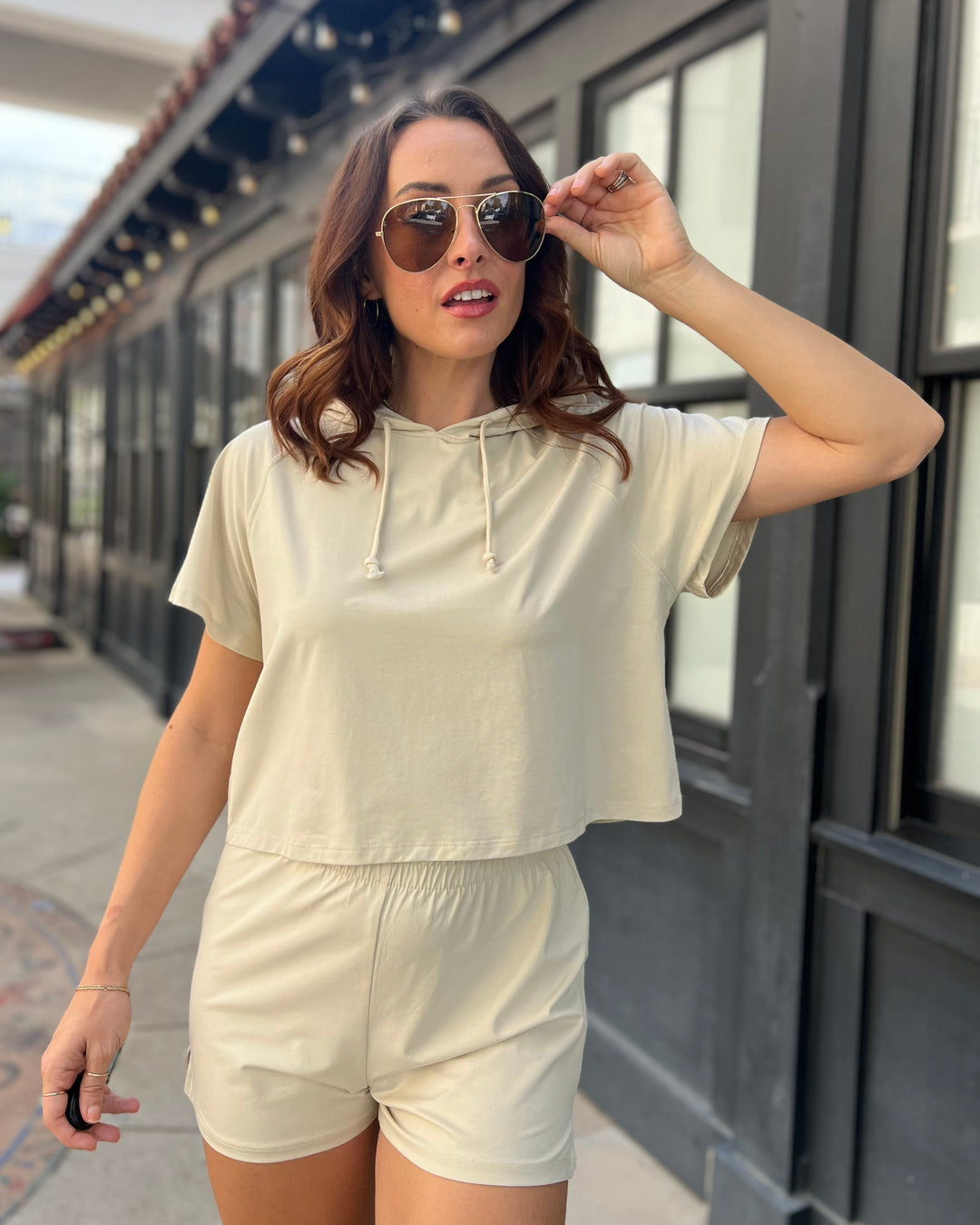 Brooke Raglan Hooded Tee - Oat Milk