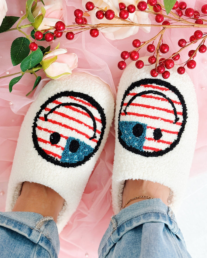Patriotic Big Smiley Slippers