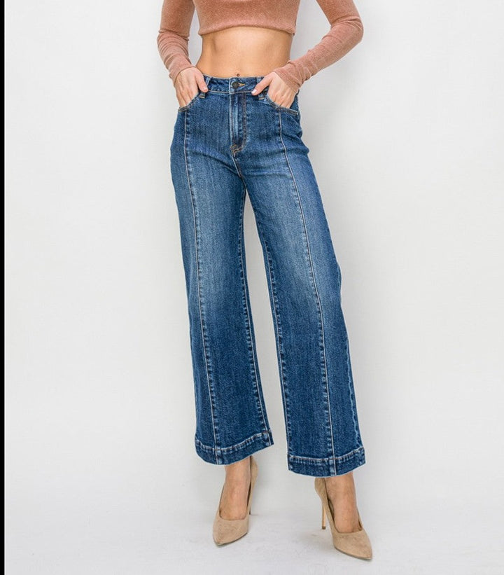 The Monica High Rise Ankle Wide Jeans