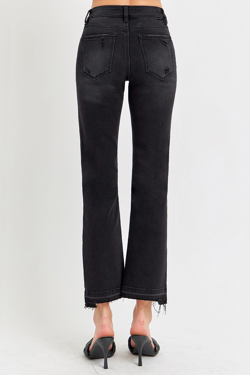 The Zoe Mid Rise Ankle Straight Uneven Released Hem Jean by Risen