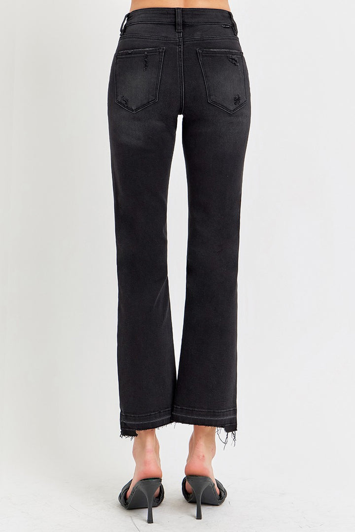 The Zoe Mid Rise Ankle Straight Uneven Released Hem Jean by Risen